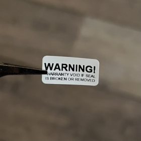   "WARNING" Destructive Security Sticker 20x10 mm, White