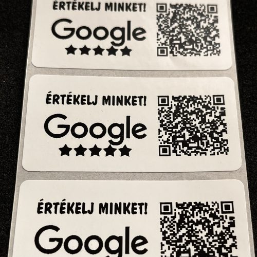 Értékelésgyűjtő matrica 50x25 mm, fehér
