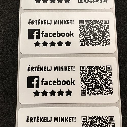 Értékelésgyűjtő matrica 50x25 mm, fehér