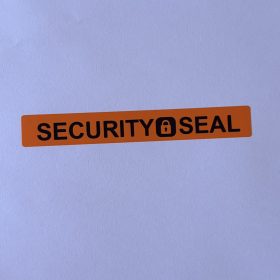   "SECURITY SEAL" VOID nyomot hagyó biztonsági matrica 144x20 mm, narancs
