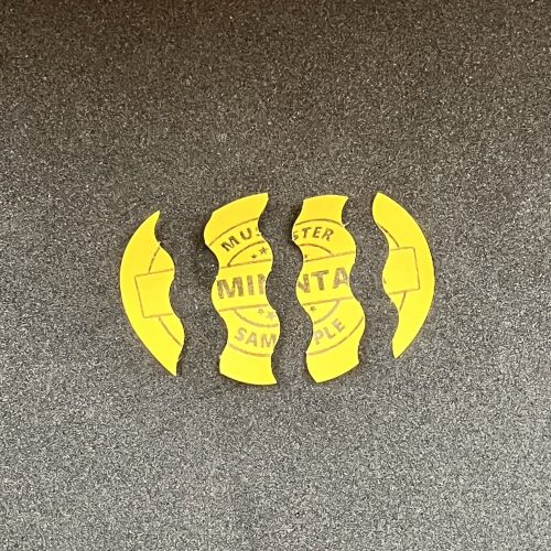 Security Paper Sticker 35 mm Round Black with CUSTOM Printing, Yellow