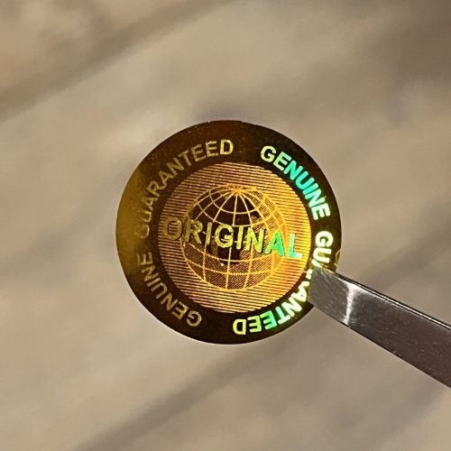"ORIGINAL" hologram sticker 20 mm round, gold (49 pcs)