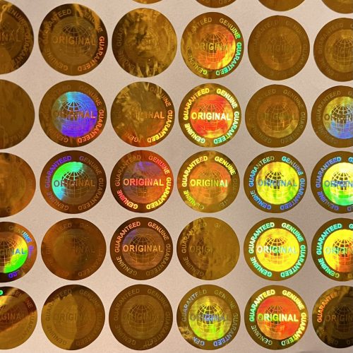 "ORIGINAL" hologram sticker 20 mm round, gold (49 pcs)