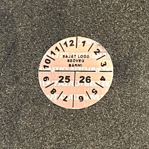 2-year (2024-2025) inspection hologram sticker with CUSTOM logo, 20 mm round