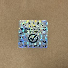   Original/Genuine 6 éves (2027-2032) kétnyelvű felülvizsgálati hologram matrica 30x30 mm 