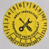 Időjárásálló poliészter 6 éves (2026-2031) felülvizsgálati matrica 30 mm kör, sárga