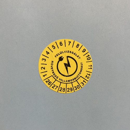 Security Paper 6-Year (2026-2031) Electrical Safety Sticker 35 mm Round, Yellow