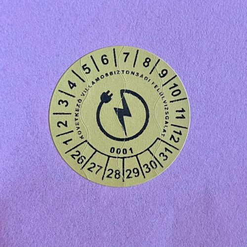 Sicherheitsetikett 6 Jahre (2026-2031) elektrische Sicherheitsaufkleber 35 mm rund, gelb
