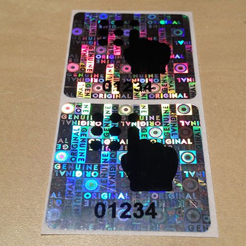 Original/Genuine 30×30 mm Hologram Sticker with Custom Black Print