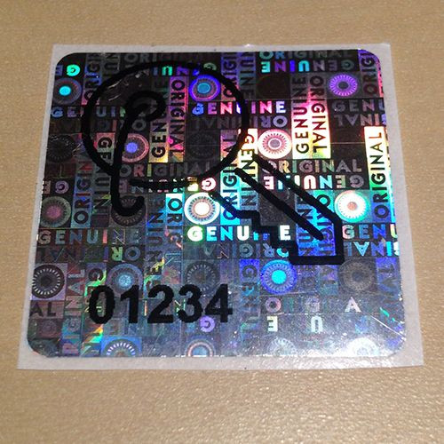 Original/Genuine 30×30 mm Hologram Sticker with Custom Black Print