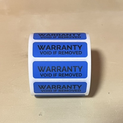 "WARRANTY VOID IF REMOVED" VOID nyomot hagyó biztonsági matrica 30x12 mm, fehér