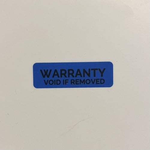 "WARRANTY VOID IF REMOVED" VOID nyomot hagyó biztonsági matrica 30x12 mm, fehér
