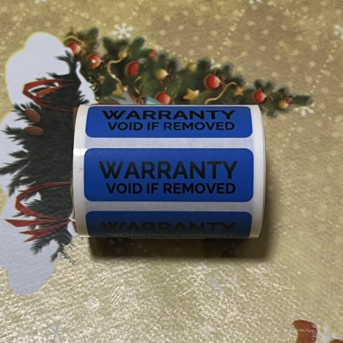 "WARRANTY VOID IF REMOVED" VOID nyomot hagyó biztonsági matrica 30x12 mm, fehér