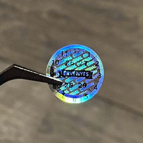 Original/Authentic/Genuine 20 mm runder Hologrammaufkleber schwarz mit INDIVIDUELLEM Druck