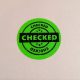 "Checked" biztonsági papír matrica 35 mm kör, fluo zöld