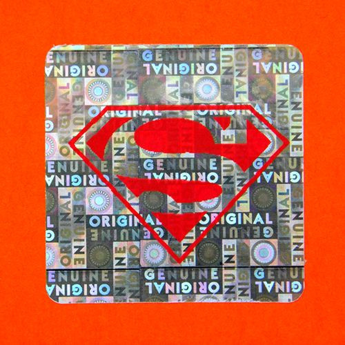 Original/Genuine 30×30 mm hologram sticker with custom red printing