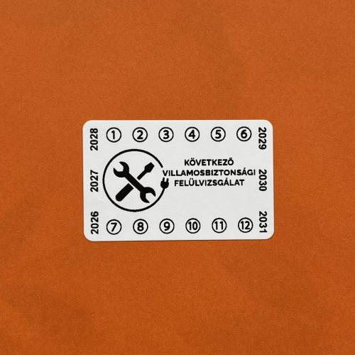 Destruktív 6 Year (2026-2031) Electrical Safety Sticker 50x32 mm, White
