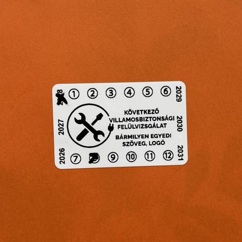 Destruktív 6 Year (2026-2031) Electrical Safety Sticker 50x32 mm, White
