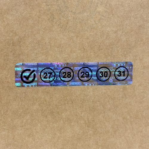 5 éves (2027-2031) felülvizsgálati hologram matrica 50x10 mm