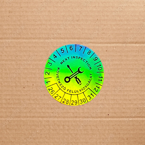 Hologramos vinyl 6 éves (2026-2031) felülvizsgálati matrica 30 mm kör