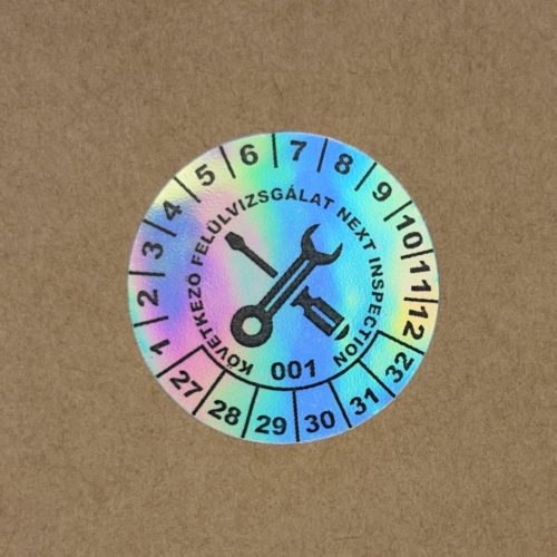 Hologramos vinyl 6 éves (2027-2032) felülvizsgálati matrica 30 mm kör