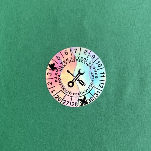 Hologramos vinyl 6 éves (2026-2031) felülvizsgálati matrica 30 mm kör