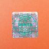 Original/Genuine 20×20 mm hologram sticker green with CUSTOM printing