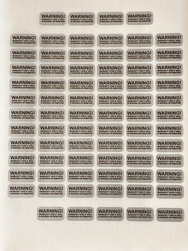 "WARNING" VOID nyomot hagyó biztonsági matrica 20x10 mm, matt ezüst