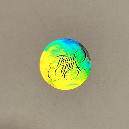 "Thank You" Hologramm-Effekt Aufkleber 25 mm Rund