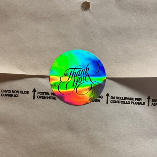 "Thank You" Hologramm-Effekt Aufkleber 25 mm Rund