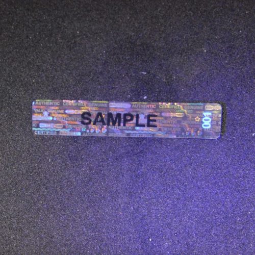 GVCO 50x10 mm hologram matrica piros EGYEDI nyomtatással