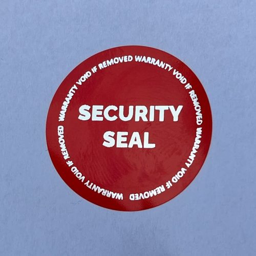 "SECURITY SEAL" VOID nyomot hagyó biztonsági matrica 30 mm kör, piros