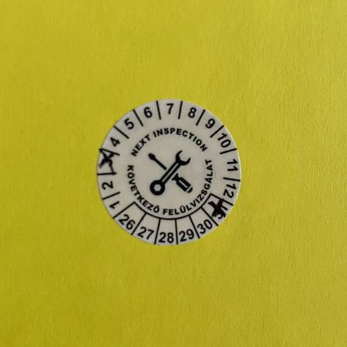 VOID nyomot hagyó 6 éves (2025-2030-HÓNAPOK-NAPOK) felülvizsgálati biztonsági matrica 30 mm kör, fehér