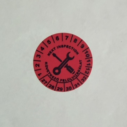 VOID nyomot hagyó 6 éves (2027-2032) felülvizsgálati matrica 30 mm kör, matt piros