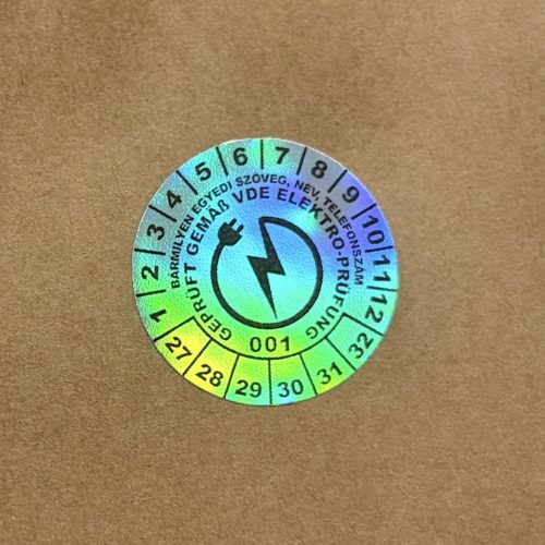 Hologramos vinyl 6 éves (2027-2032) VDE felülvizsgálati matrica 30 mm kör
