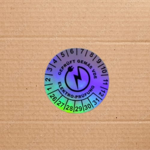 Hologramos vinyl 6 éves (2026-2031) VDE felülvizsgálati matrica 30 mm kör