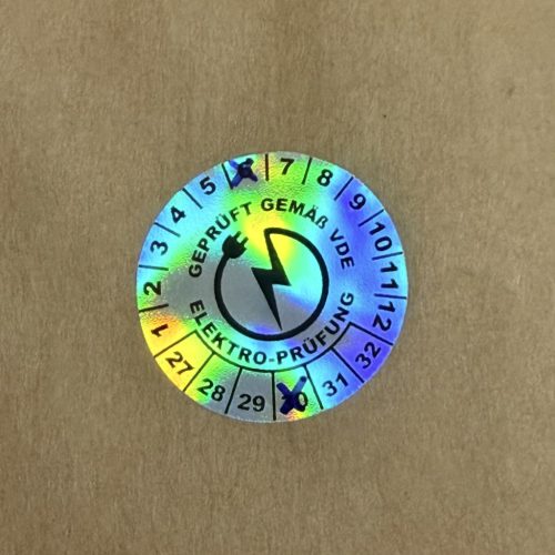Hologramos vinyl 6 éves (2027-2032) VDE felülvizsgálati matrica 30 mm kör