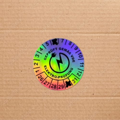 Hologramos vinyl 6 éves (2026-2031) VDE felülvizsgálati matrica 30 mm kör
