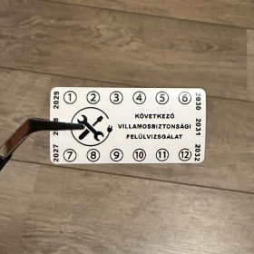   Destruktív 6 éves (2027-2032) villamosbiztonsági felülvizsgálati matrica 50x25 mm, fehér