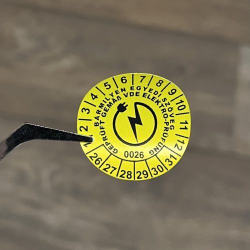 Weather-Resistant Polyester VDE Inspection Sticker for 6 Years (2026-2031), 30mm Round, Yellow