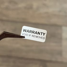   "WARRANTY VOID IF REMOVED" Destructive Security Sticker 20x10 mm, White