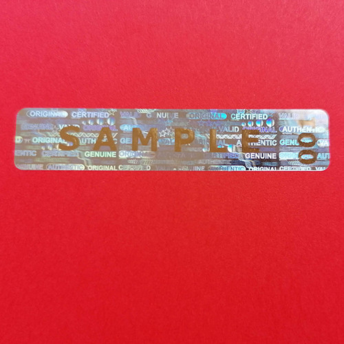 GVCO 50x10 mm Hologramm-Aufkleber glänzend gold mit INDIVIDUELLEM Druck