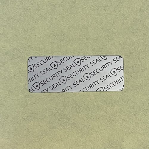 "SECURITY SEAL" VOID nyomot hagyó biztonsági matrica 20x10 mm, matt ezüst