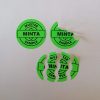 Sicherheits-Papieraufkleber 35 mm rund schwarz mit INDIVIDUELLEM Druck, fluoreszierend grün