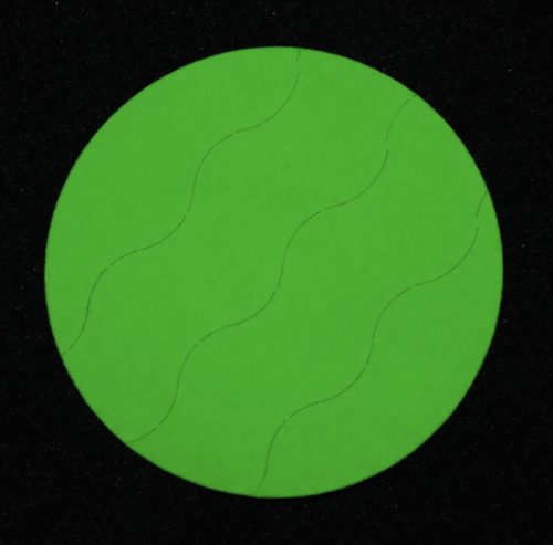 Sicherheits-Papieraufkleber 35 mm rund schwarz mit INDIVIDUELLEM Druck, fluoreszierend grün
