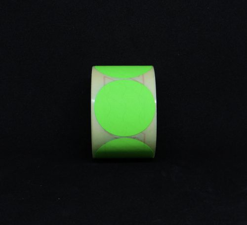 Sicherheits-Papieraufkleber 35 mm rund schwarz mit INDIVIDUELLEM Druck, fluoreszierend grün
