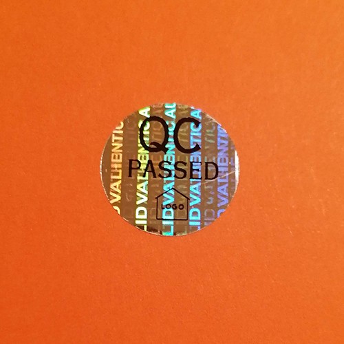 "QC PASSED" Hologramm-Sicherheitsaufkleber mit INDIVIDUELLEM Logo 20 mm rund