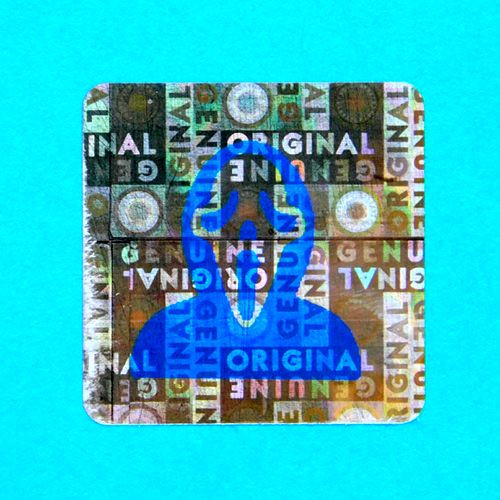Original/Genuine 20×20 mm hologram matrica kék EGYEDI nyomtatással