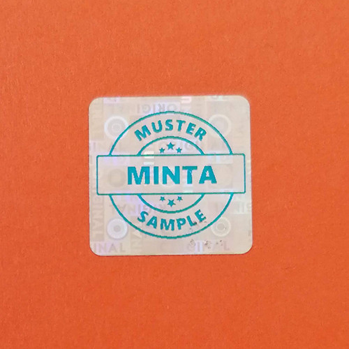 Original/Genuine 20×20 mm hologram matrica kék EGYEDI nyomtatással