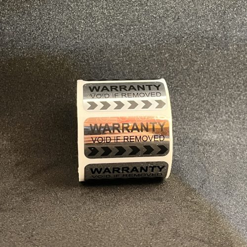 "WARRANTY VOID IF REMOVED" Sicherheitsaufkleber 30x15 mm, glänzend silber